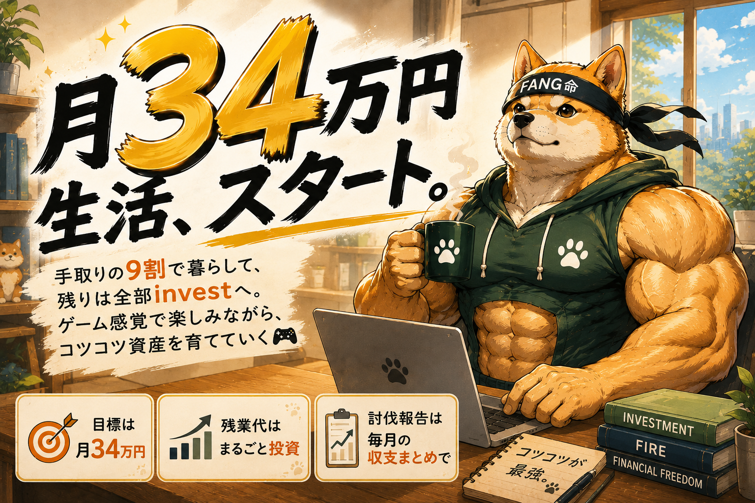 月34万円生活、スタート。手取りの9割で暮らして、残りは全部投資へ。